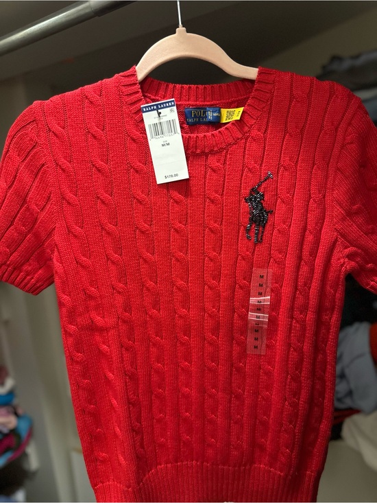 Polo Ralph Lauren Tops - Polo by Ralph Lauren Red Cable Knit Crewneck Top